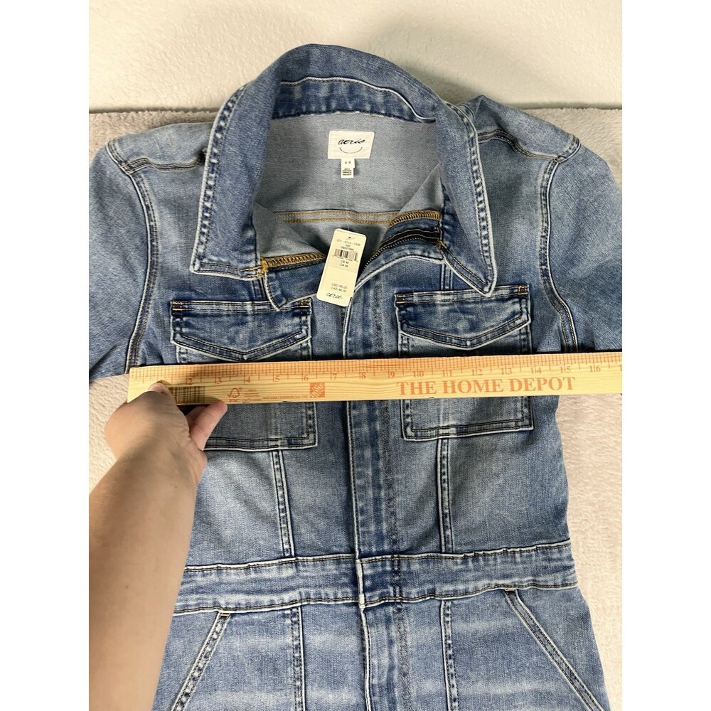 Aerie Utility Denim Jumpsuit Medium Wash Sz M NWT Coveralls Chic Western - Picture 9 of 11